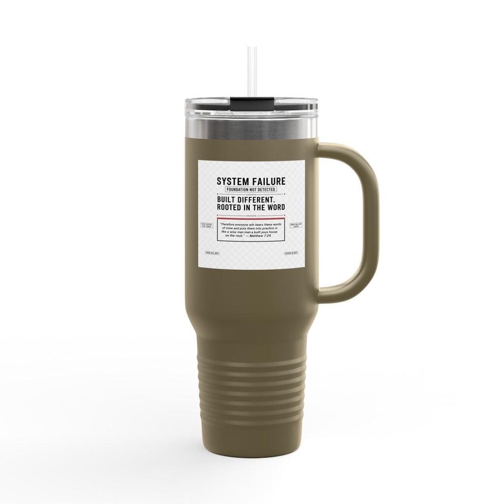 40oz Insulated Travel Mug — “System Failure” Retro Tech Print