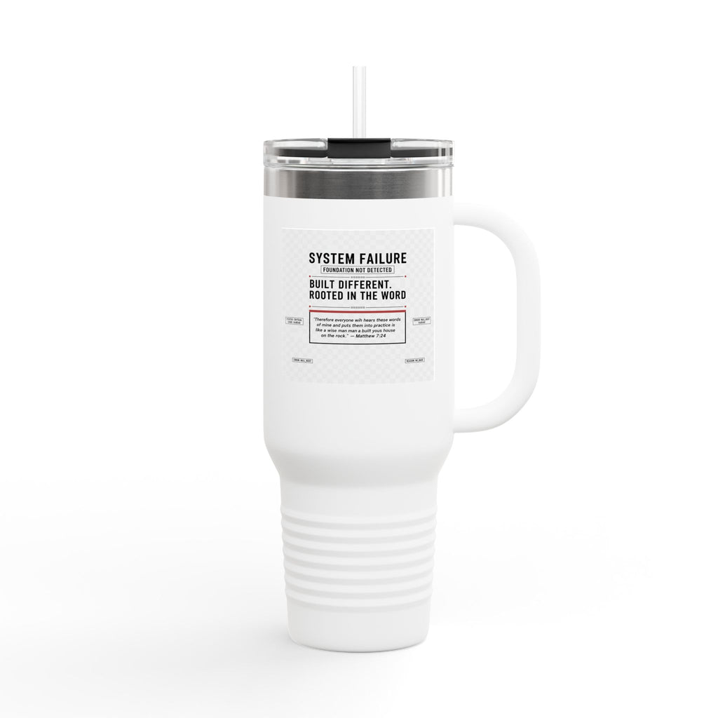 40oz Insulated Travel Mug — “System Failure” Retro Tech Print