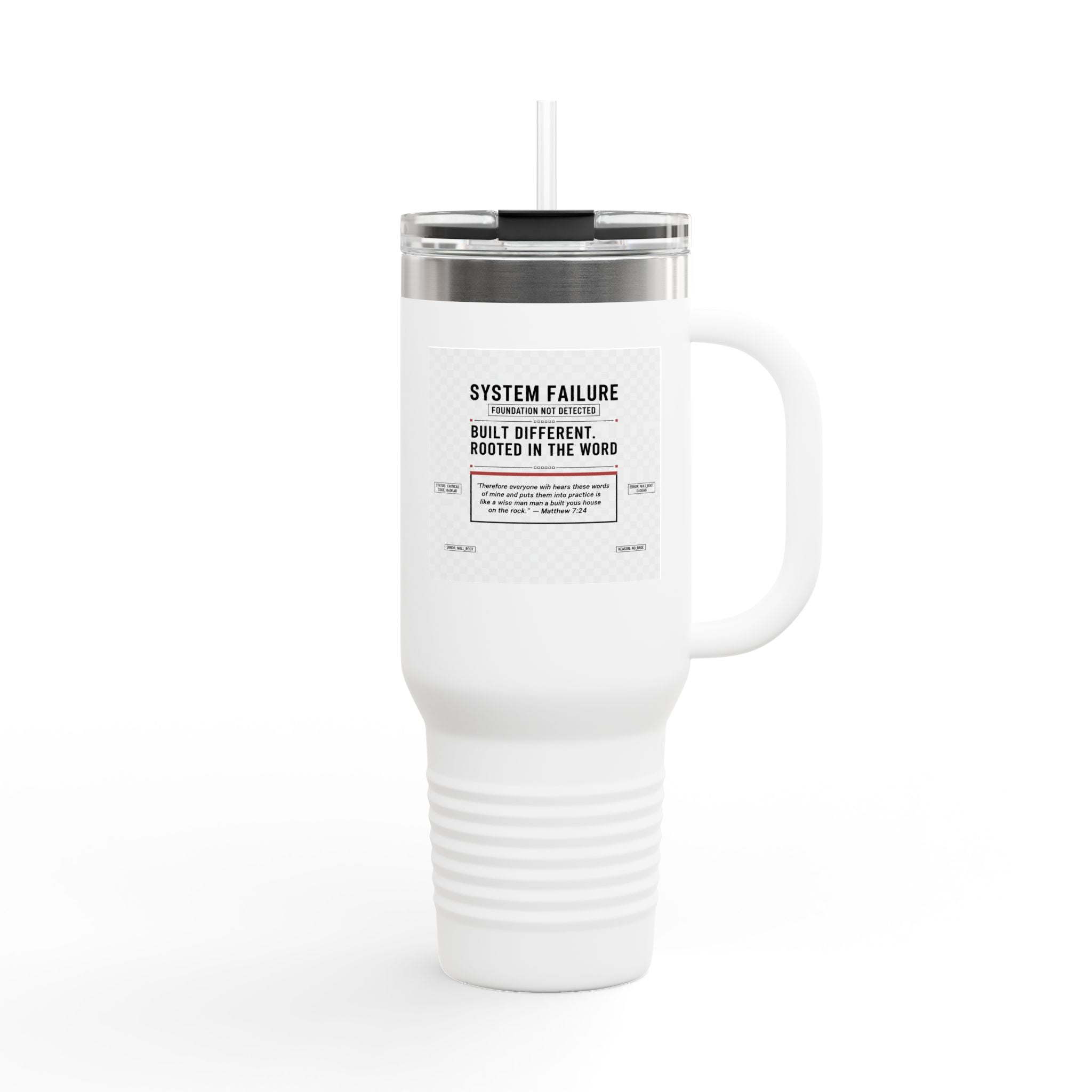 40oz Insulated Travel Mug — “System Failure” Retro Tech Print