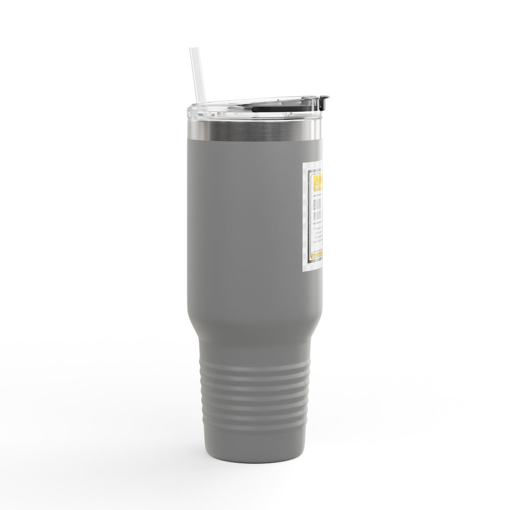 40oz Insulated Travel Mug — "Built Different" Construction Warning Graphic