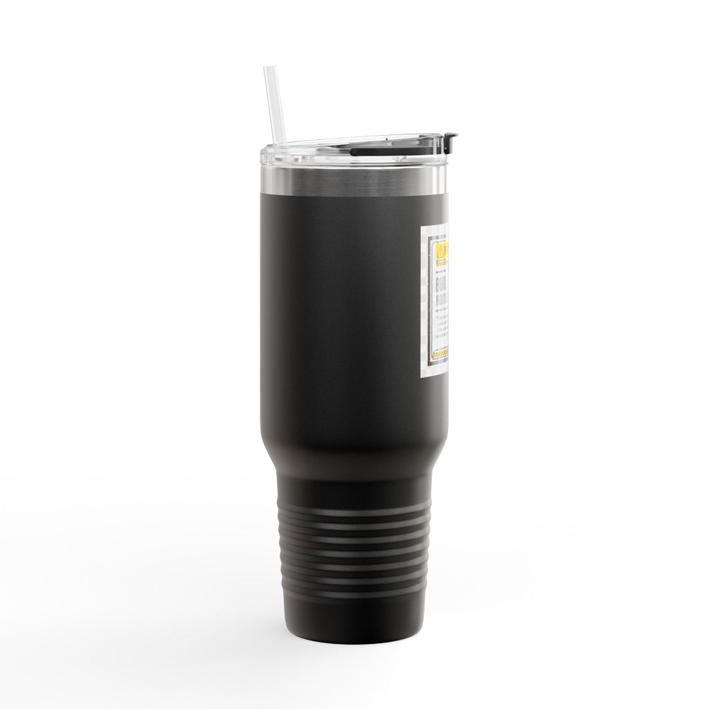 40oz Insulated Travel Mug — "Built Different" Construction Warning Graphic
