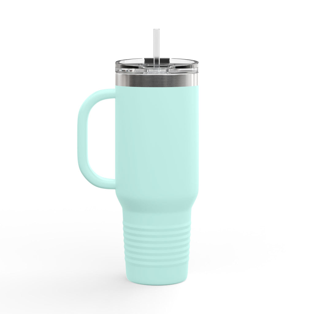 40oz Insulated Travel Mug — "Built Different" Construction Warning Graphic