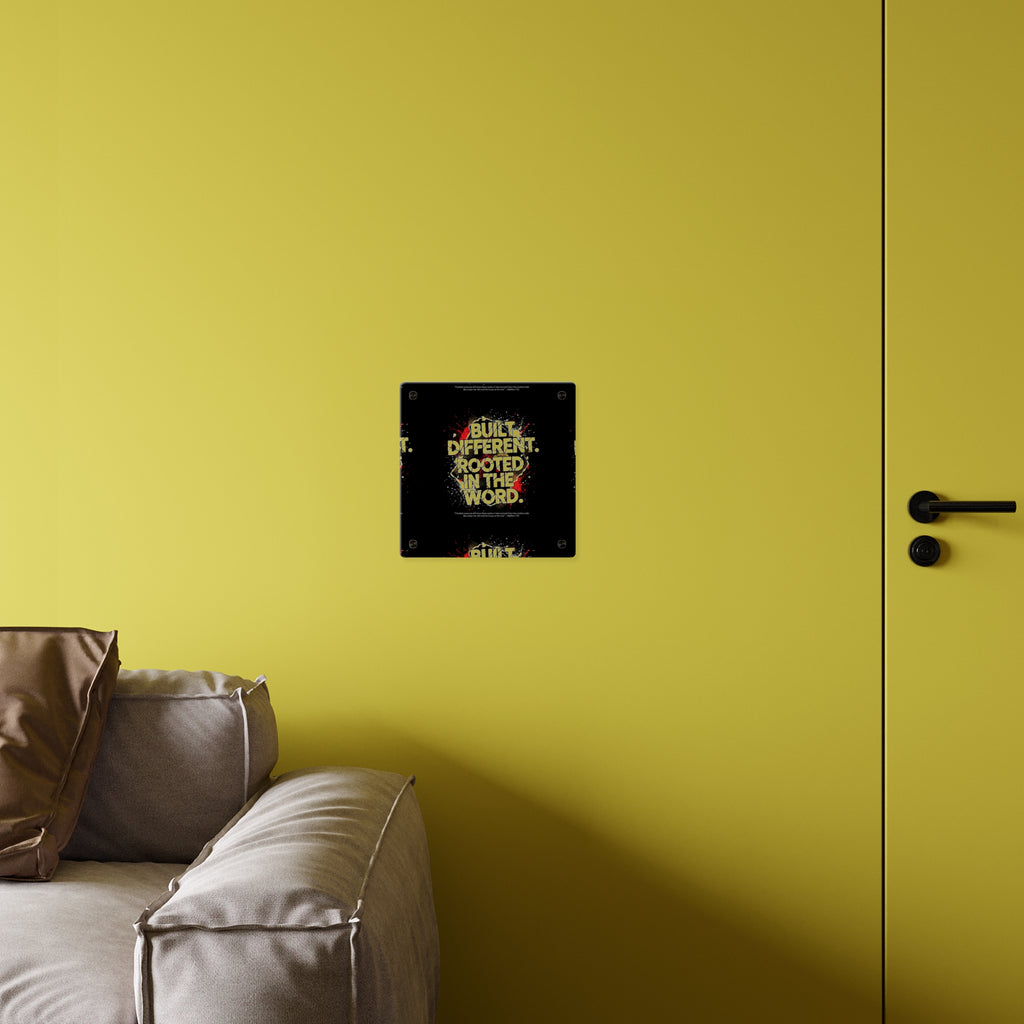 Acrylic Wall Art Panel — “Built Different Rooted in the Word” Inspirational Christian Decor