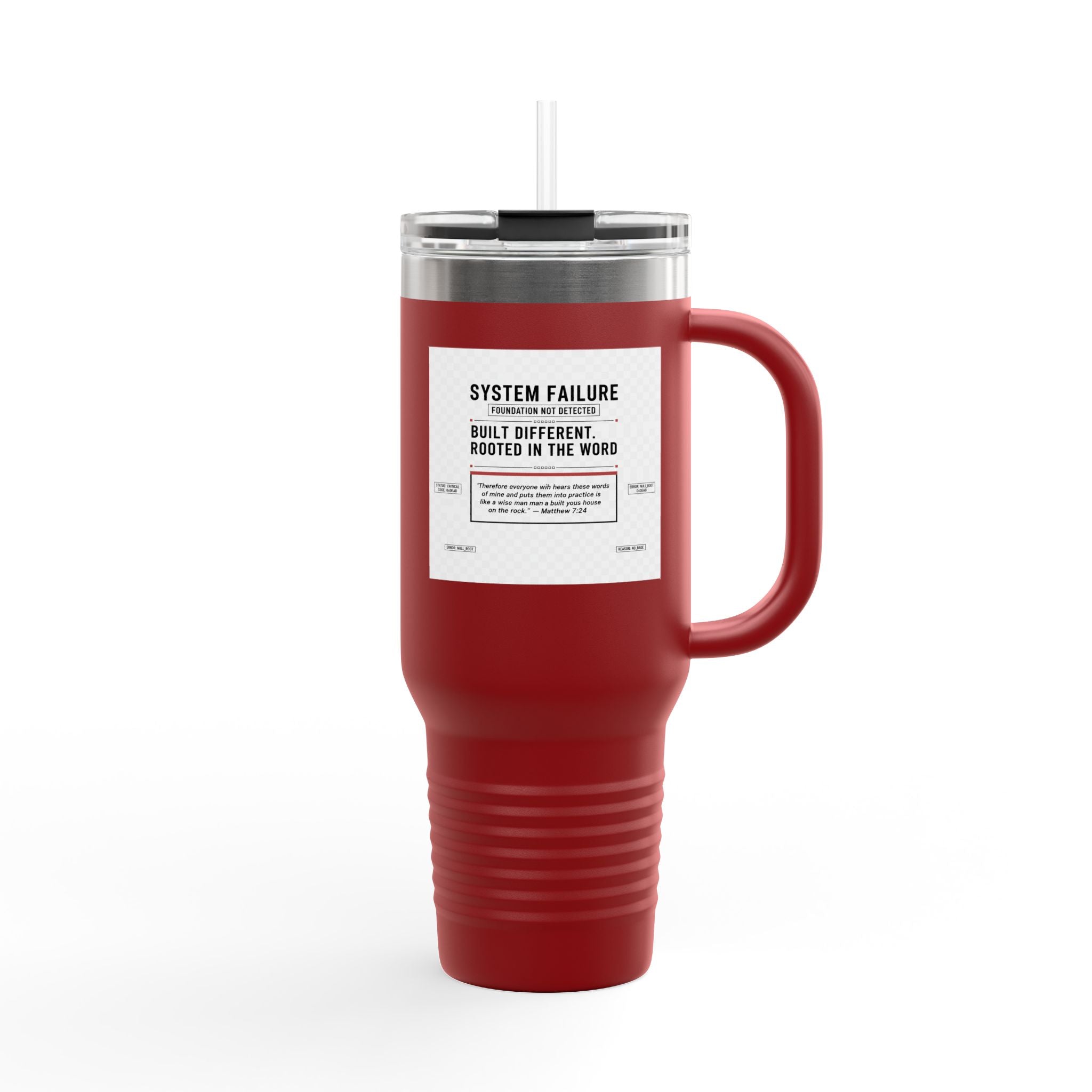 40oz Insulated Travel Mug — “System Failure” Retro Tech Print