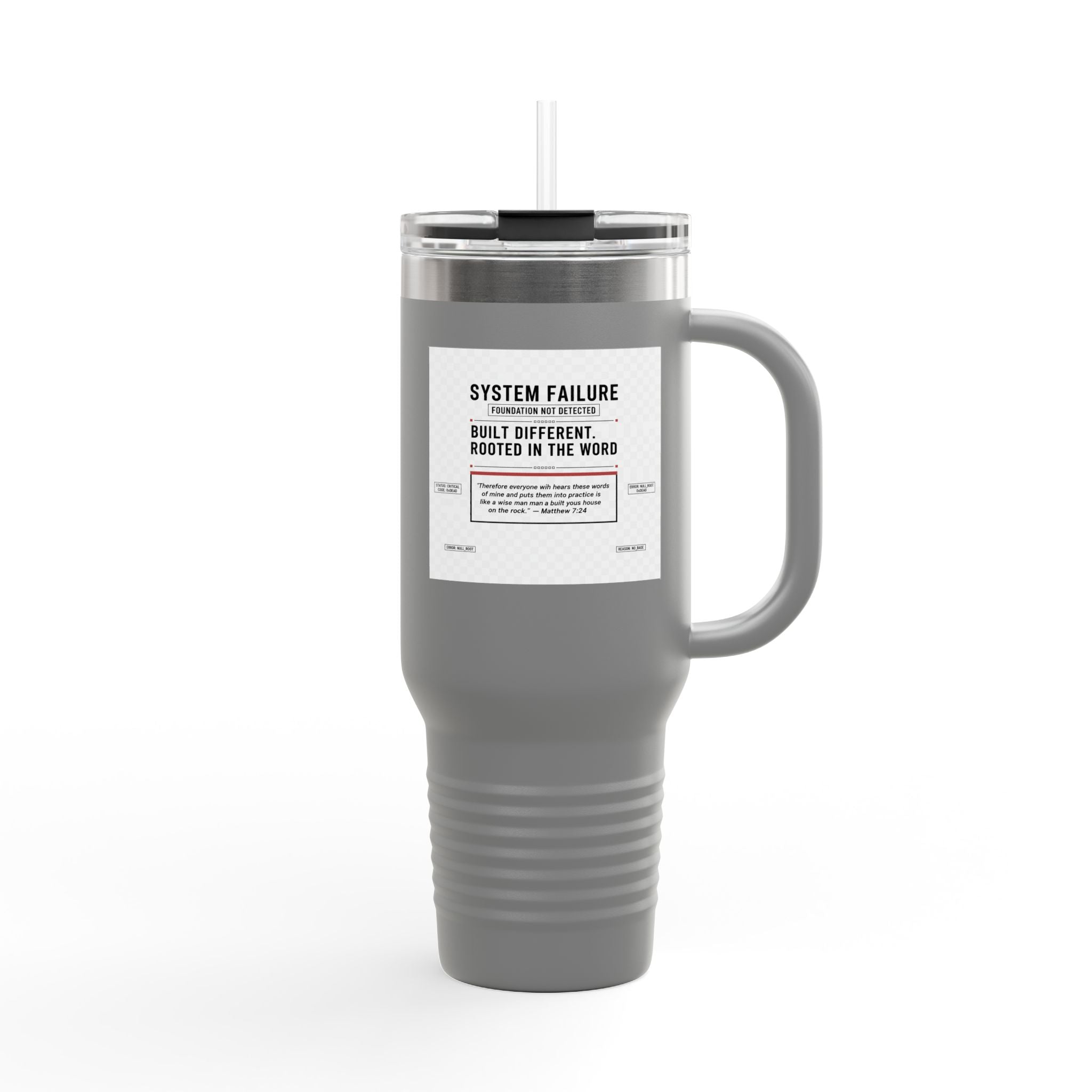40oz Insulated Travel Mug — “System Failure” Retro Tech Print