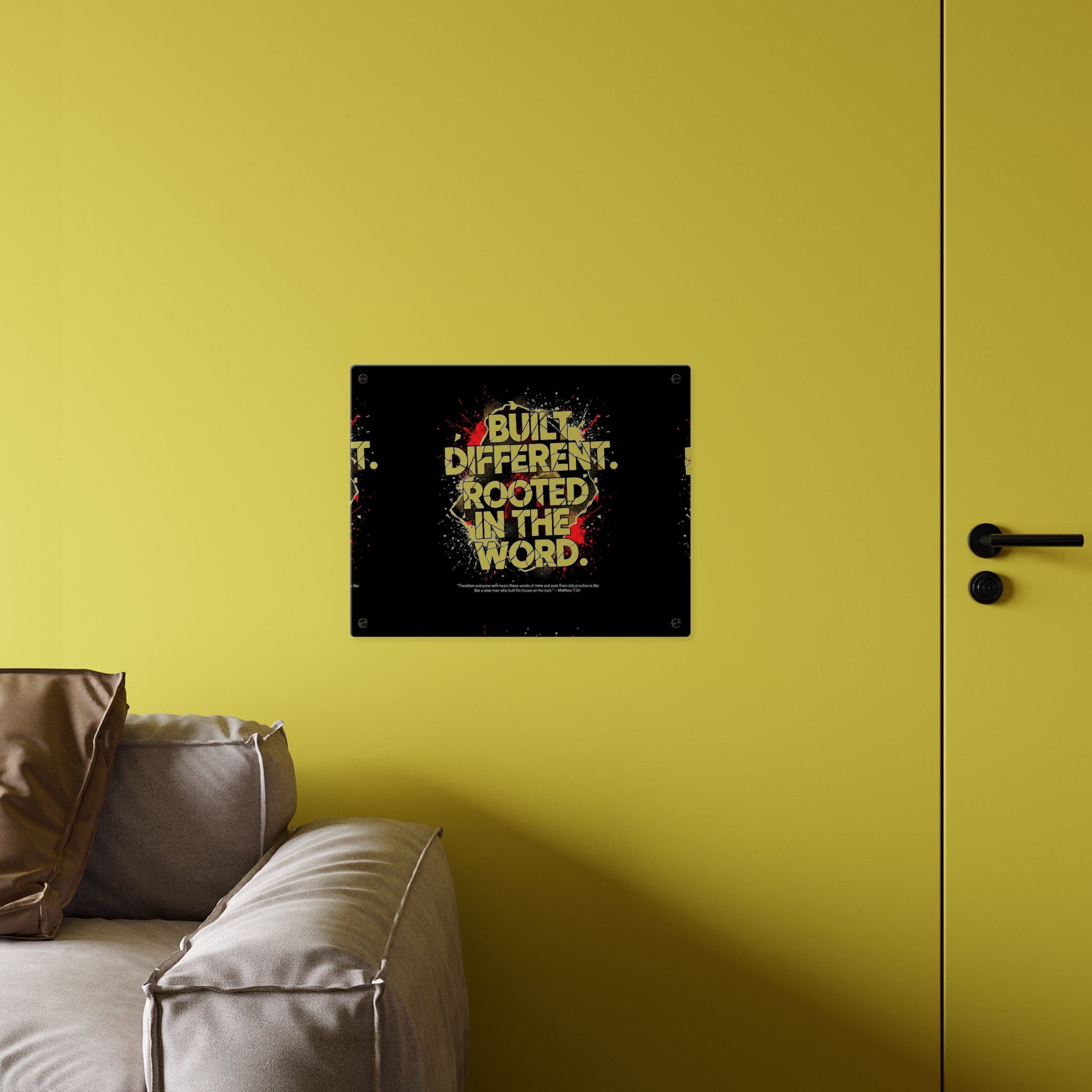 Acrylic Wall Art Panel — “Built Different Rooted in the Word” Inspirational Christian Decor