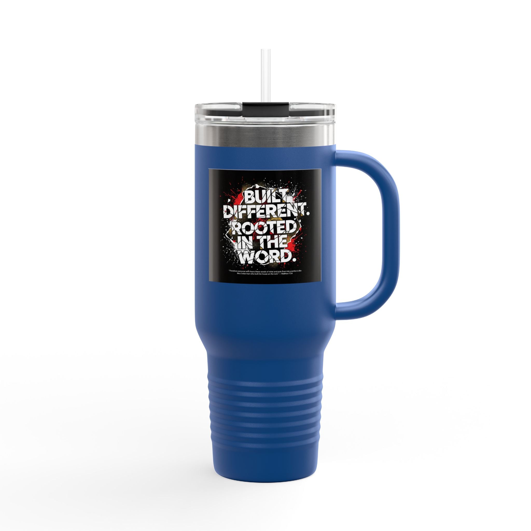40oz Insulated Travel Mug — "Built Different. Rooted in the Word." Inspirational Stainless Tumbler