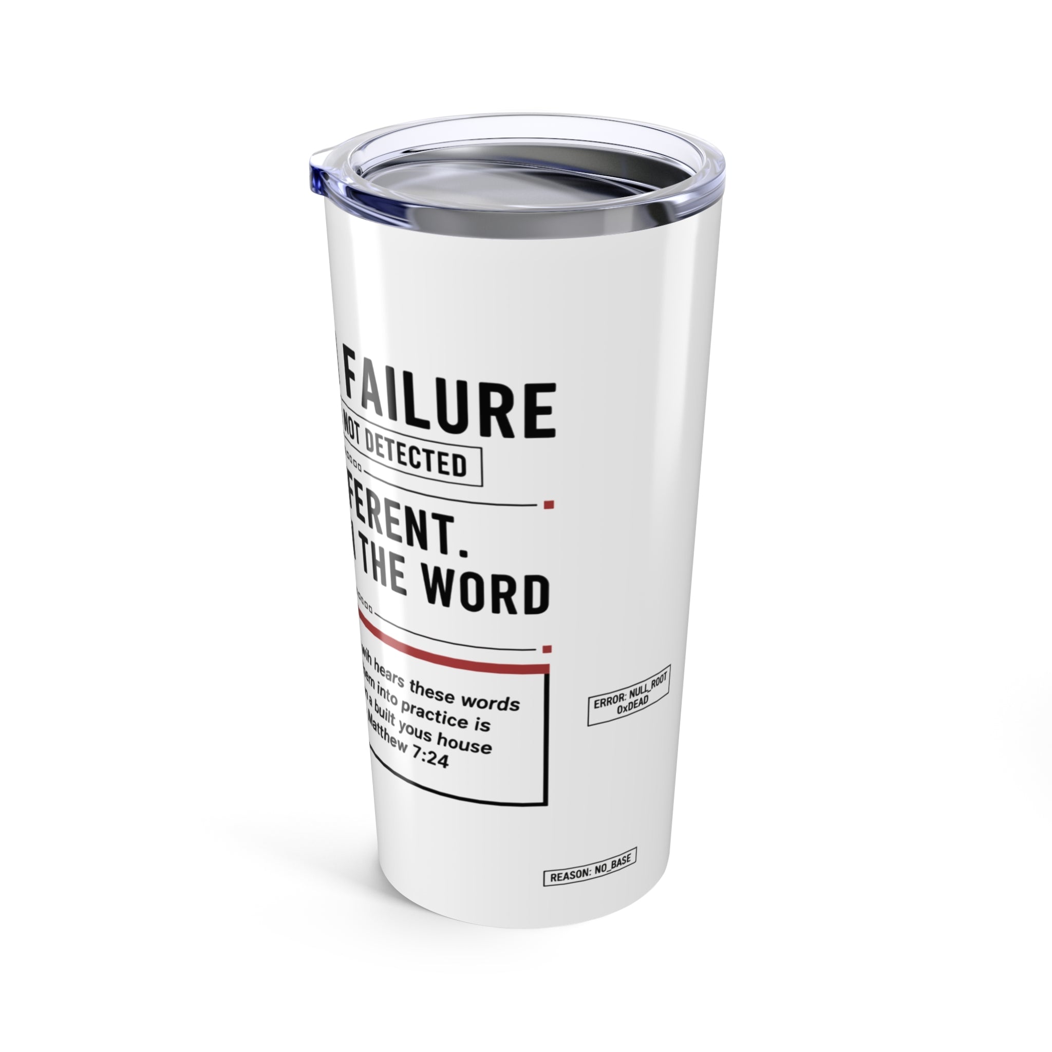 System Failure Diagnostic Label Tumbler 20oz | Built Different, Rooted in the Word