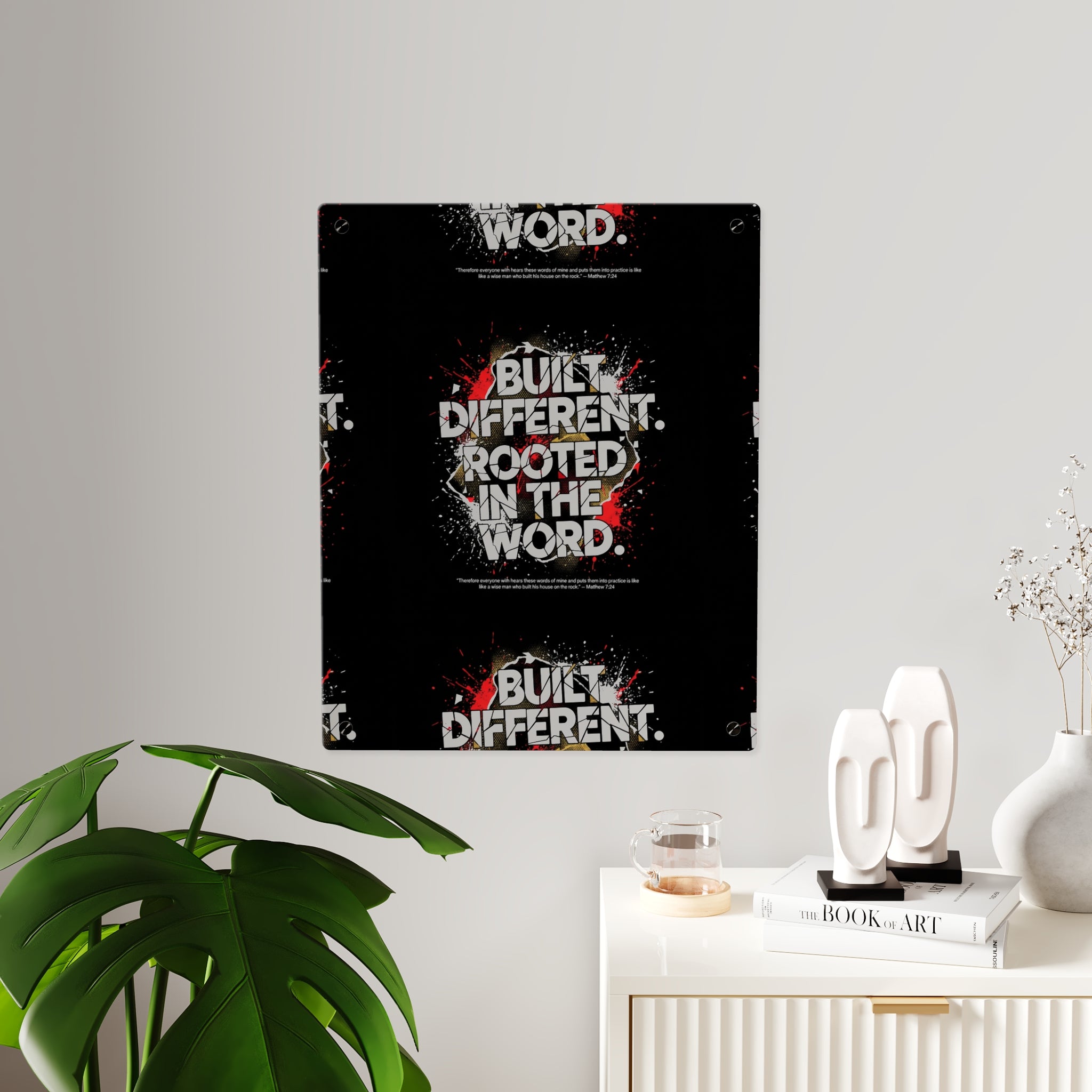 Acrylic Wall Art Panel — “Built Different Rooted in the Word” Inspirational Christian Decor