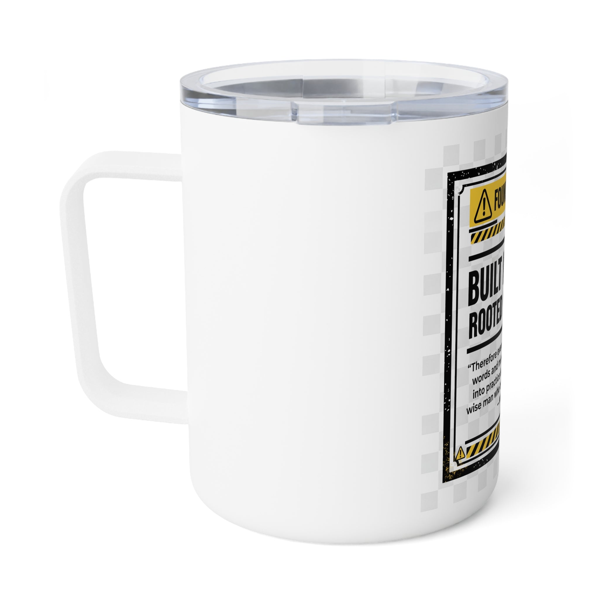 Built Different Insulated Coffee Mug – Matthew 7:24 Scripture Travel Tumbler, 10oz