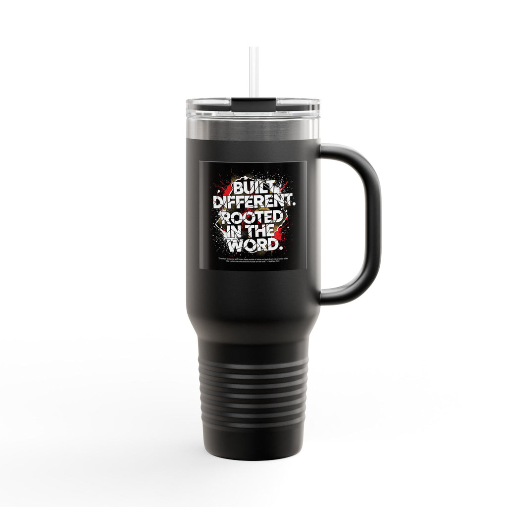 40oz Insulated Travel Mug — "Built Different. Rooted in the Word." Inspirational Stainless Tumbler