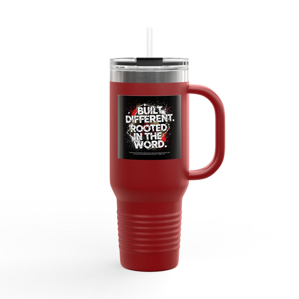 40oz Insulated Travel Mug — "Built Different. Rooted in the Word." Inspirational Stainless Tumbler