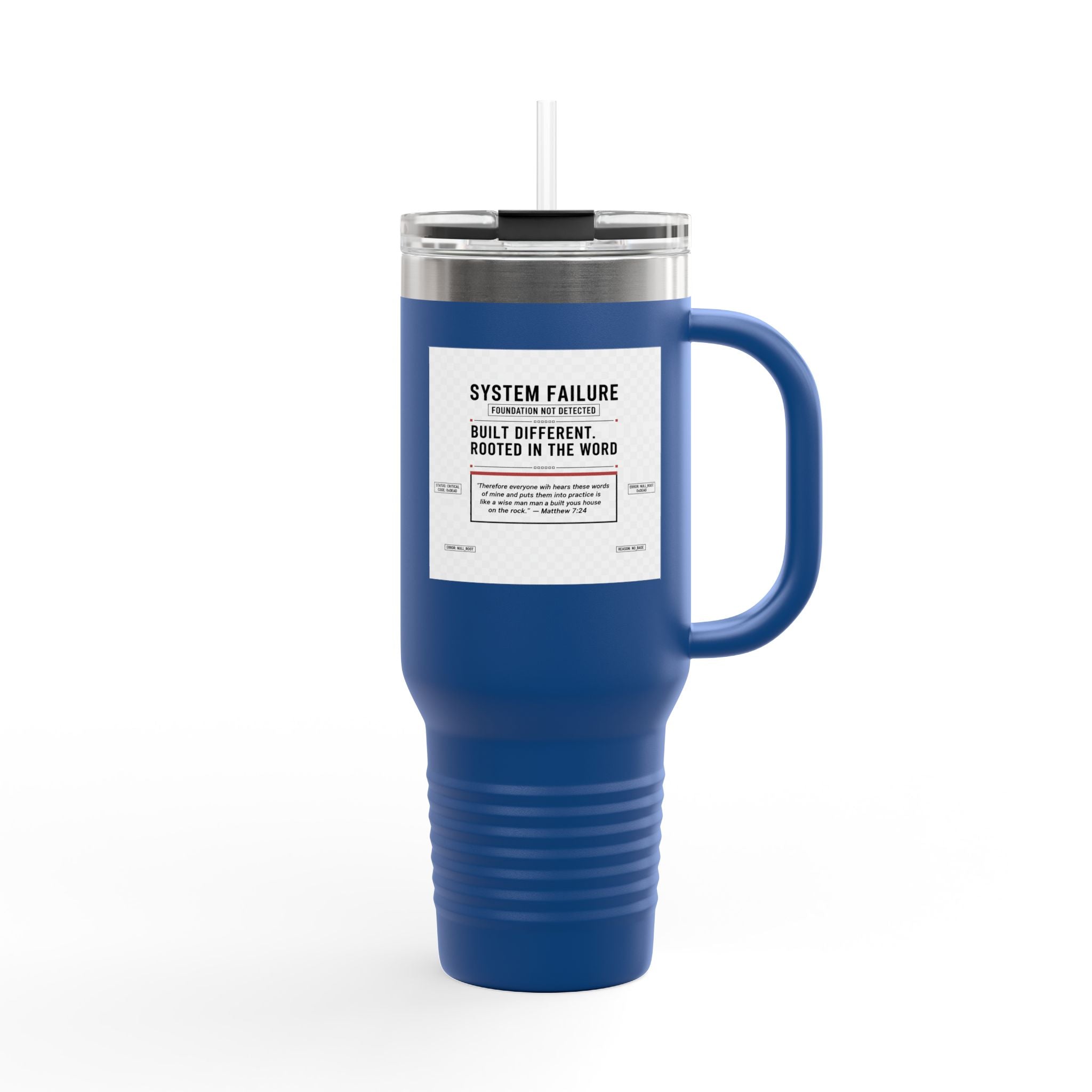 40oz Insulated Travel Mug — “System Failure” Retro Tech Print